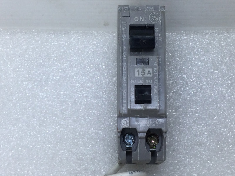 GE THQL1115AF2 Combination AFCI Protected 15 Amp 1 Pole Mod 3 Circuit Breaker Type THQL-AF