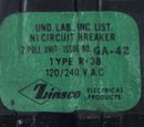 Zinsco/GTE RC38-20 20/20 Amp 2 Pole 120/240V Circuit Breaker - Push In