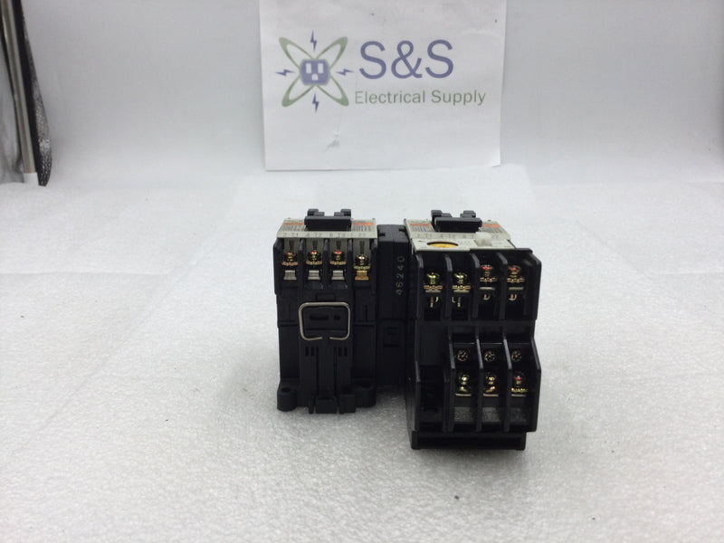 Fuji Electric SC-0 (4NCOFO) Reversing Magnetic Contactor 20 Amp 200-600 VAC 3-5 HP with TR-ON/3 Thermal Overload Relay
