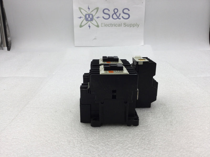 Fuji Electric SC-0 (4NCOFO) Reversing Magnetic Contactor 20 Amp 200-600 VAC 3-5 HP with TR-ON/3 Thermal Overload Relay