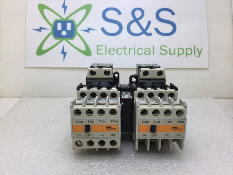 Fuji Electric SC-03 (4NCOAO) Reversing Magnetic Contactor 20 Amp 200-600 VAC 2-5 HP with SZ-A22 Auxiliary Contact Block