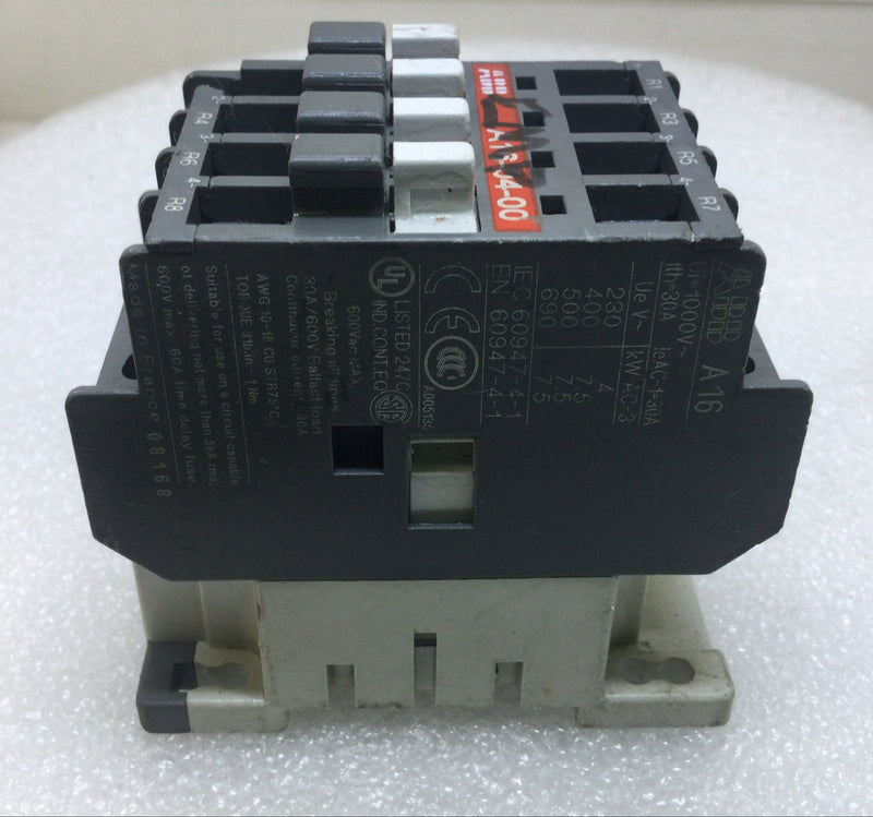 ABB A16-04-00 30 Amp 50/60Hz 600V Contactor - Cosmetic Flaw