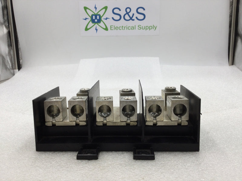 Six Lug Three Position Power Distribution Block with CU7AL 6 AWG-250MCM AWG Lugs
