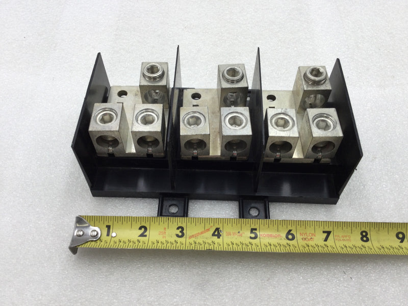 Six Lug Three Position Power Distribution Block with CU7AL 6 AWG-250MCM AWG Lugs