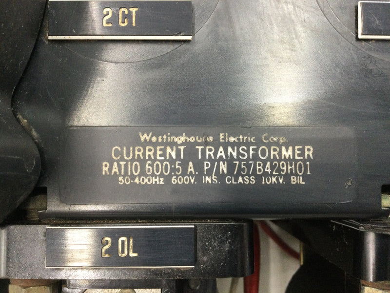 Westinghouse 757B429H01 Current Transformer 600V Ratio 600:5 A