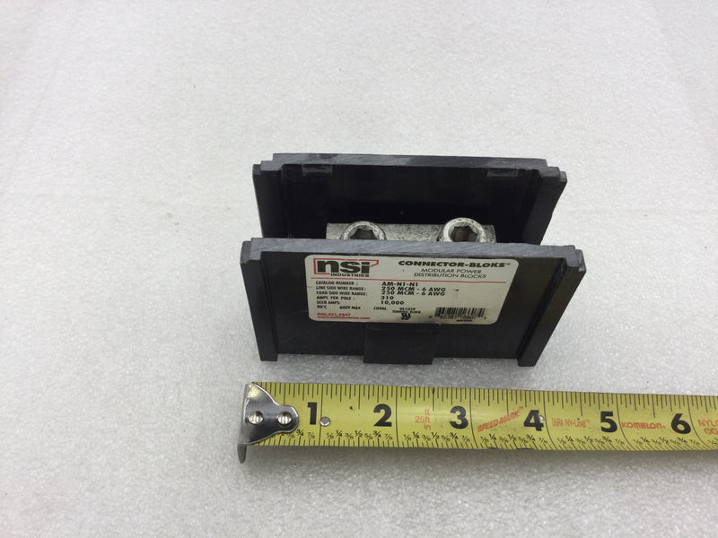 NSI Industries AM-N1-N1 Modular Power Connector-Blok 250 MCM-6 AWG Wire Size up to 310 Amps
