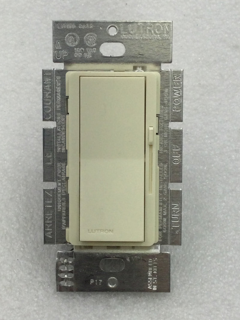 Lutron DIVA DV-600PH-AL 600 Watt 120 VAC Side Slide Style Dimmer with Night Light in Almond