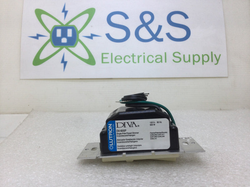 Lutron DIVA DV-600PH-AL 600 Watt 120 VAC Side Slide Style Dimmer with Night Light in Almond