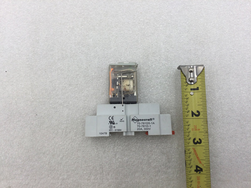 Magnecraft 70-781D5-1A Din Rail Relay Socket with 781XAXRM4L-24A Relay