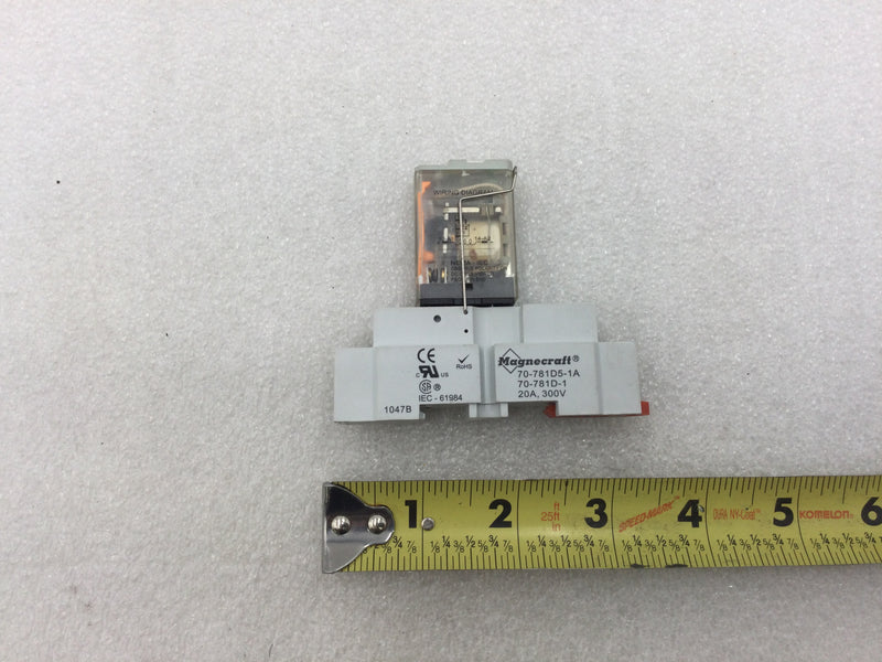 Magnecraft 70-781D5-1A Din Rail Relay Socket with 781XAXRM4L-24A Relay