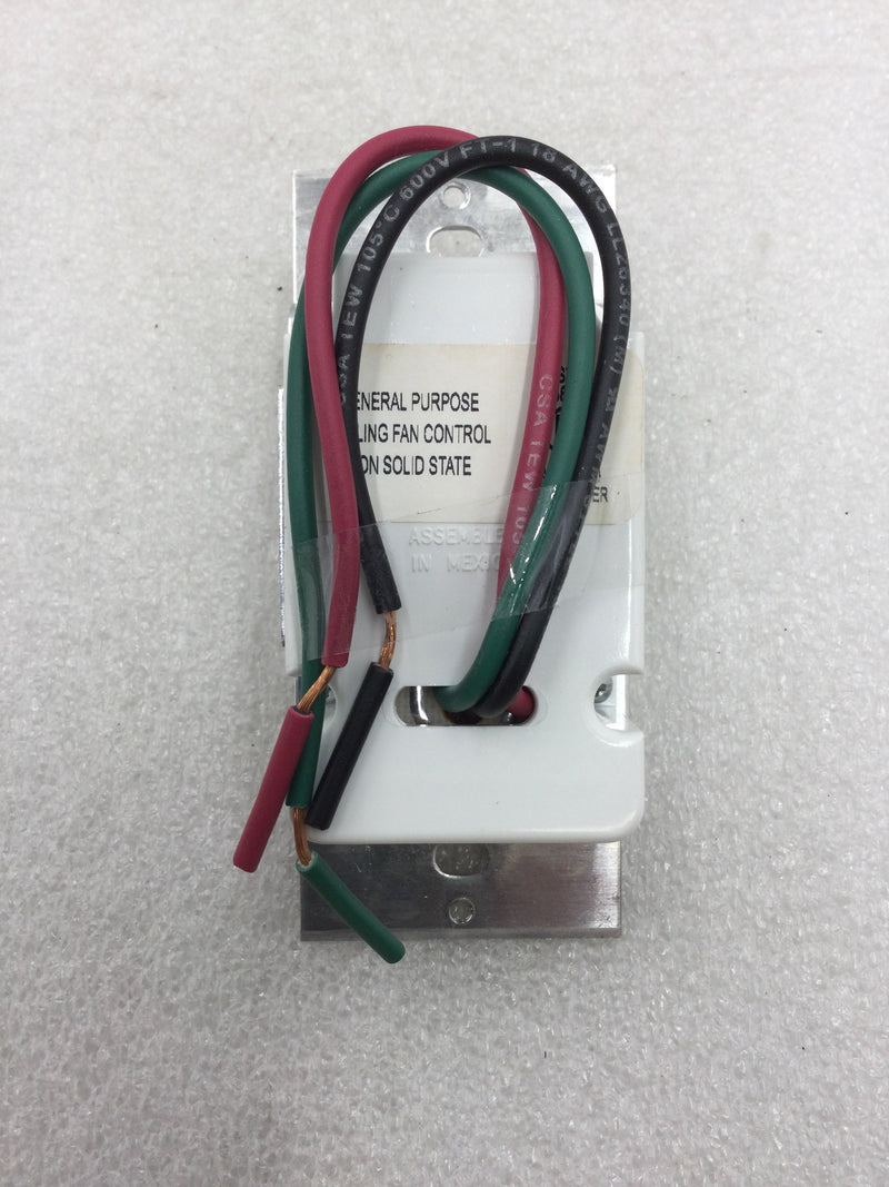 Leviton/Craftmade CM-3SSC/PW Single Gang Decora 3 Way/3 Speed Quite Fan Control 120 VAC 1.5 Amp