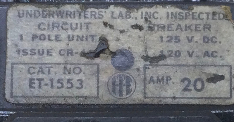 ITE ET-1553 20 Amp 1 Pole 120V Circuit Breaker