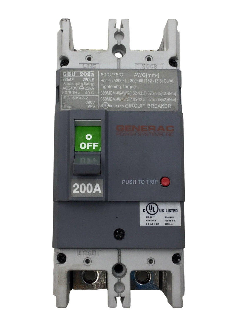 Generac GBU 202a 200 Amp 2 Pole 240V Generator Circuit Breaker