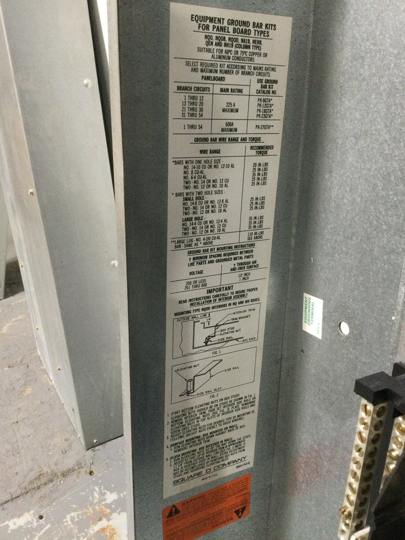 Square D NQOD3225Q2MB Series E2 225 Amp 240Vac 3 Phase 4 Wire Main Breaker Panelboard