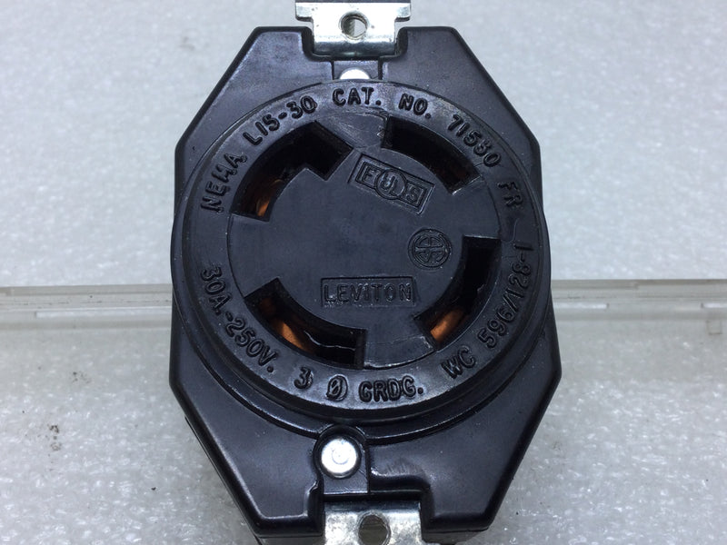 Leviton 2720 30 Amp 250V 3-Phase Grounding Flush Mounting Locking Receptacle
