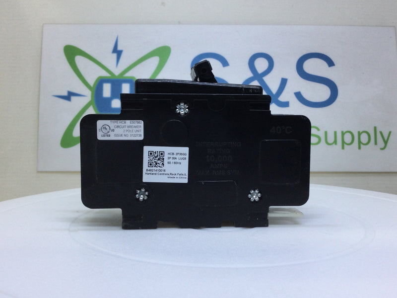 Hartland Controls HCB-2P30GG 30 Amp 2 Pole 120/240V Circuit Breaker W/ Lugs