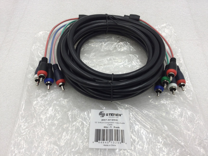 Steren 257-612BK 12' 5-RCA Component Video/Audio Cable