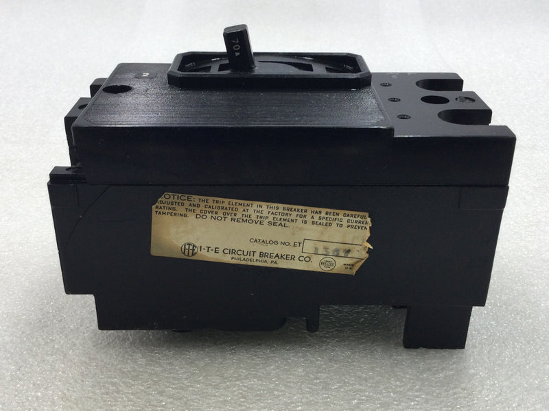 ITE ET-1567 70 Amp 2 Pole 120/240V Circuit Breaker - Cosmetic Flaw
