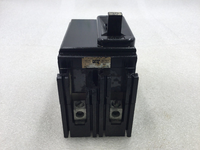 Federal Pacific NEF421030 30 Amp 2 Pole 480V Circuit Breaker - Cosmetic Flaw