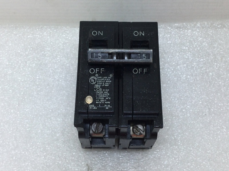 LCB Corp LB215 2 Pole 15 Amp 120/240v Classified Circuit Breaker with Trip and Indicator Light