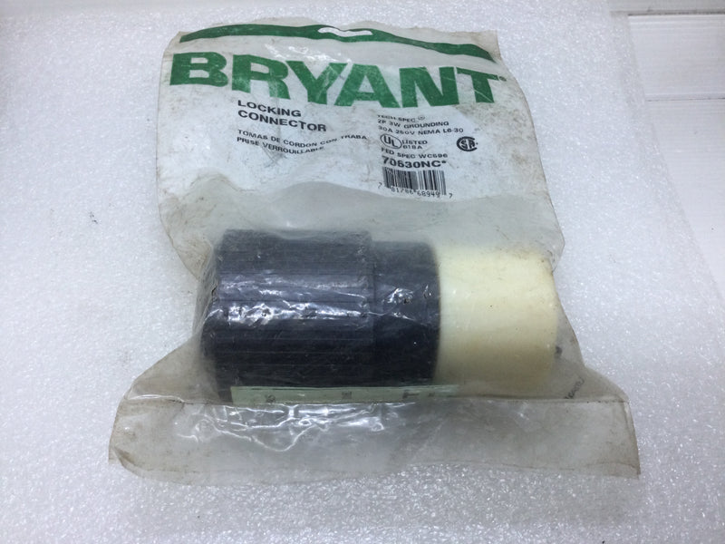Bryant 70630NC Locking Connector 30 Amp 250V 2-Phase 3-Wire Grounding NEMA L6-30