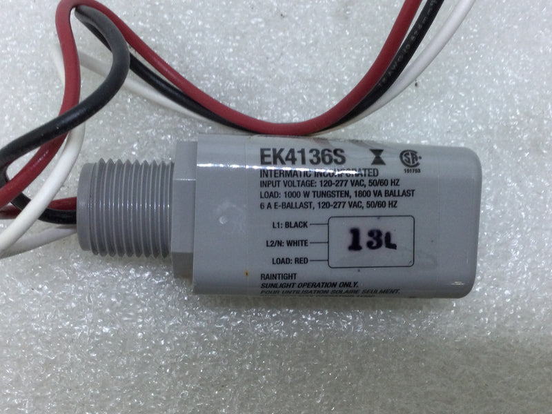 Intermatic EK4136S Electronic Photo Control 6 Amp 120-277V 50/60HZ
