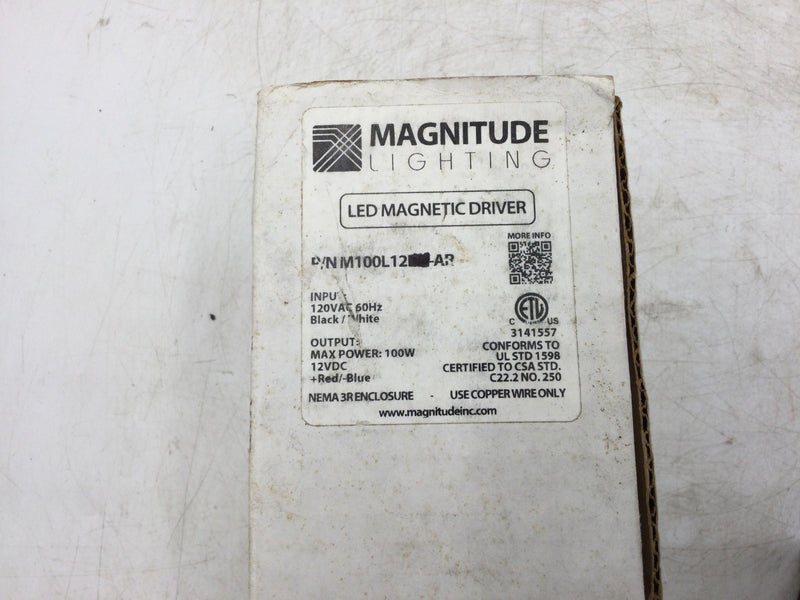Magnitude Lighting M100L12-AR LED Magnetic Driver Input:120VAC 60Hz/Output: 100 Watts Max 12VAC