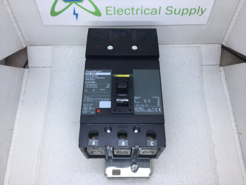 Square D QGA32200 200 Amp 3 Pole 240V PowerPact I Line Circuit Breaker