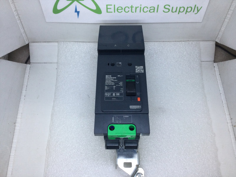 Square D BDA24015Y2-AC 15 Amp 2 Pole 480V AC BDA Series BD15 PowerPact I Line Circuit Breaker