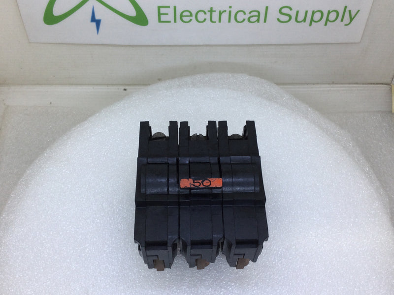 FPE/Federal Pacific NA350 50 Amp 3 Pole 240v Stab-Lok Circuit Breaker - Flaw
