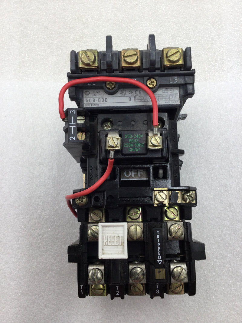 Allen-Bradley 509-B0D 27 Amp 3 Pole 115-575V 2-10 HP Motor Starter w/ 240V Coil