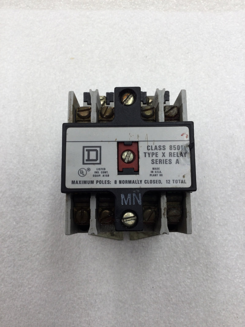 Square D 8501X040 20 Amp 8 Pole 600 VAC Industrial Control Relay w/120 VAC Coil