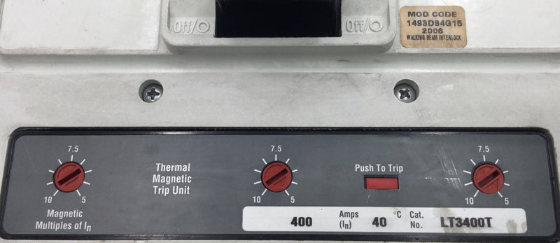 Eaton/Cutler-Hammer PHLD3600F 600 Amp 3 Pole 600V Breaker w/LT3400T Mag Trip