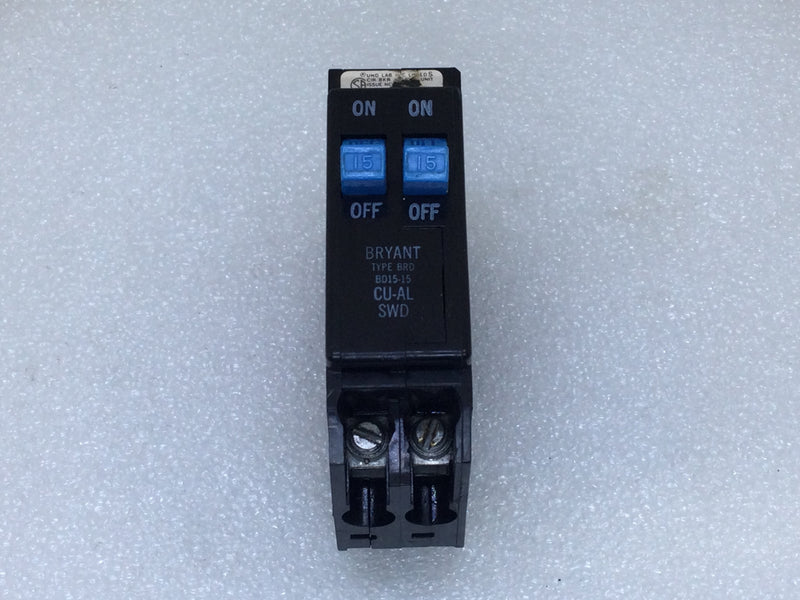 Bryant BD1515 15 Amp 2 Pole 120/240V Twin/Tandem Circuit Breaker - Cosmetic Flaw