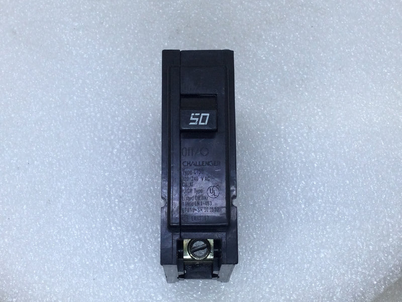 Challenger C150 50 Amp 1 Pole 120/240V Circuit Breaker - Printed Face