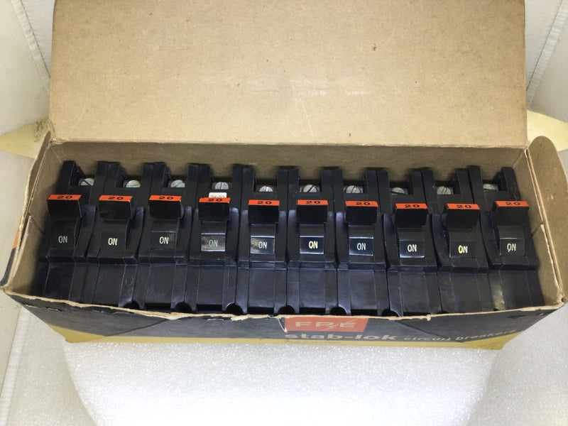 FPE Federal Pacific NA120 20 Amp 1 Pole 120/240V Stab-Lok Thick Circuit Breaker