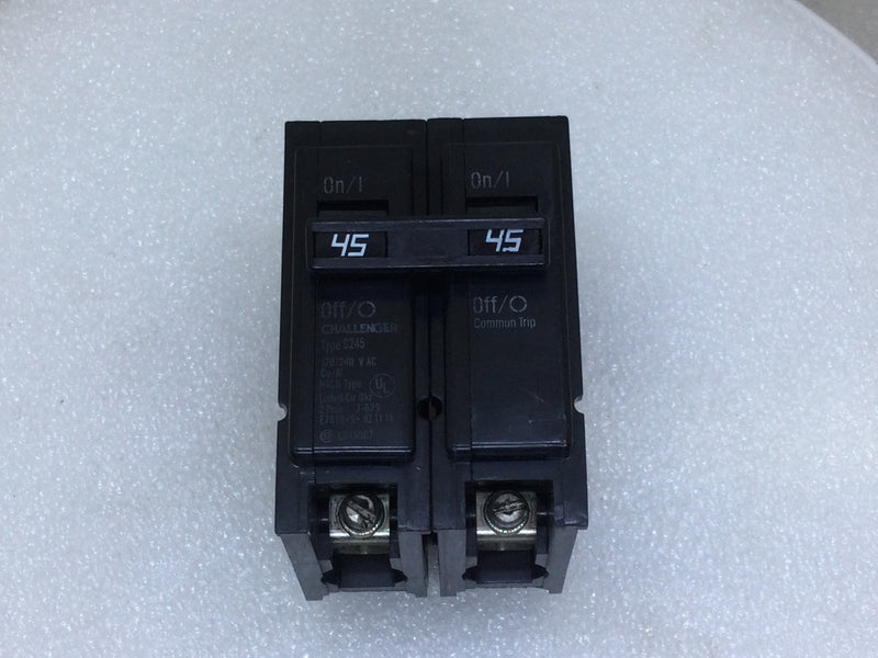Challenger C245 45 Amp 2 Pole 120/240V Type C Circuit Breaker - Printed Face