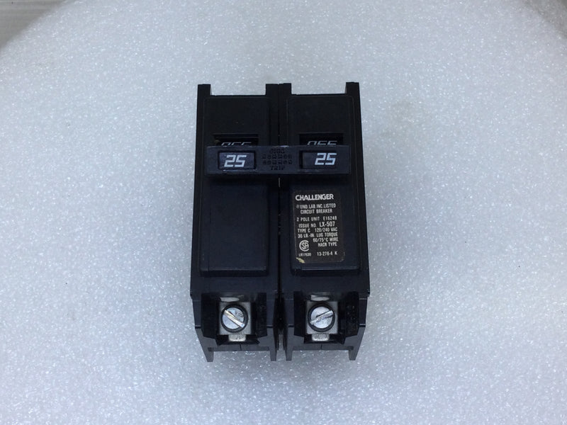 Challenger C225 25 Amp 2 Pole 120/240V Type C Circuit Breaker - Sticker Face