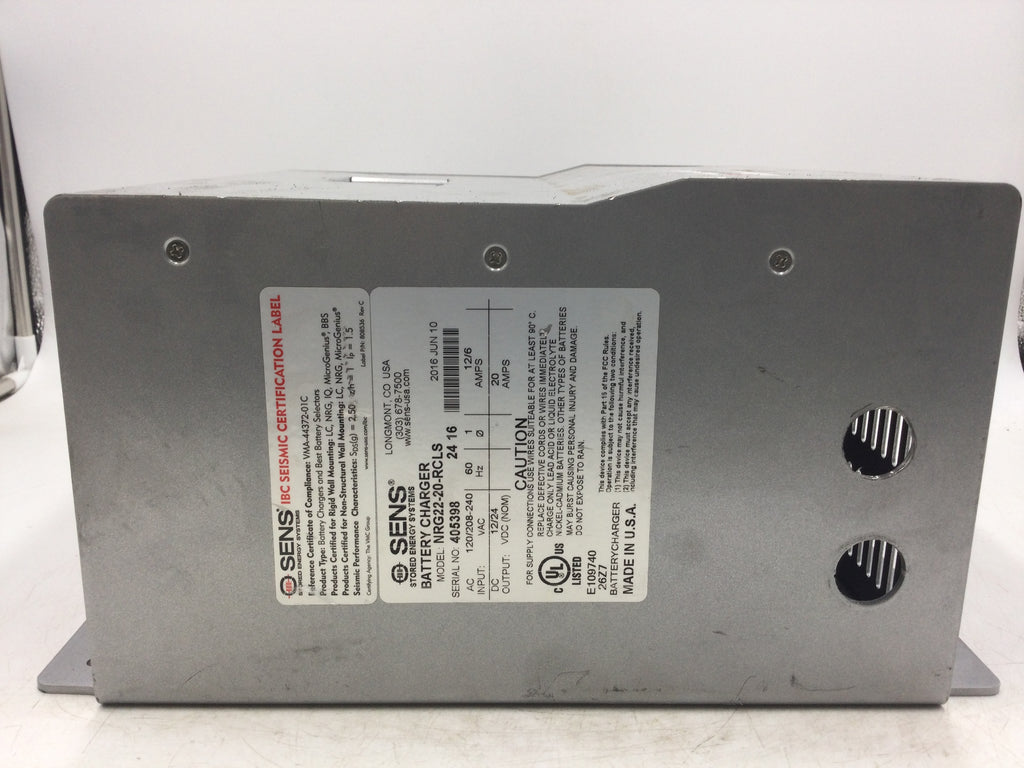 Nrg Rcls SENS NRG22-20-RCLS 20 Amp 120/208-240 AC Vac Battery Charger