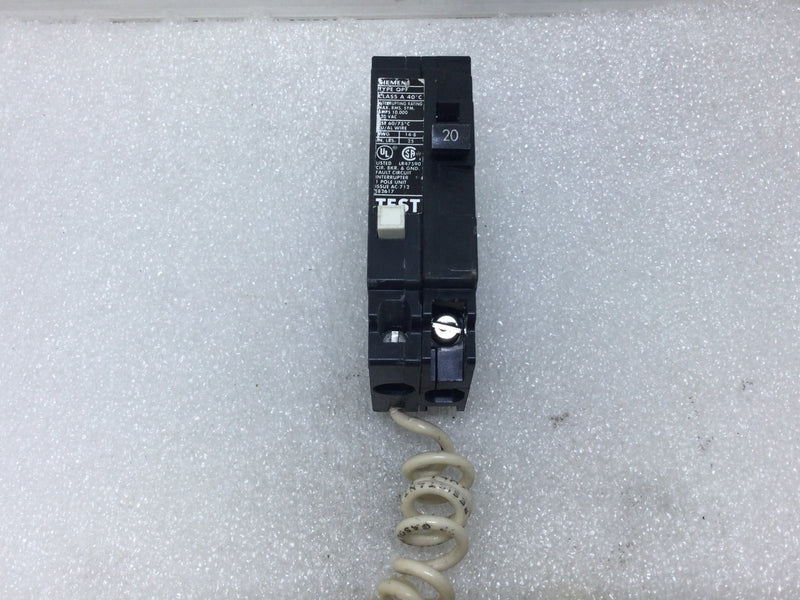 Siemens QPF120 20 Amp 1 Pole 120vac Type QPF GFCI Plug In Circuit Breaker