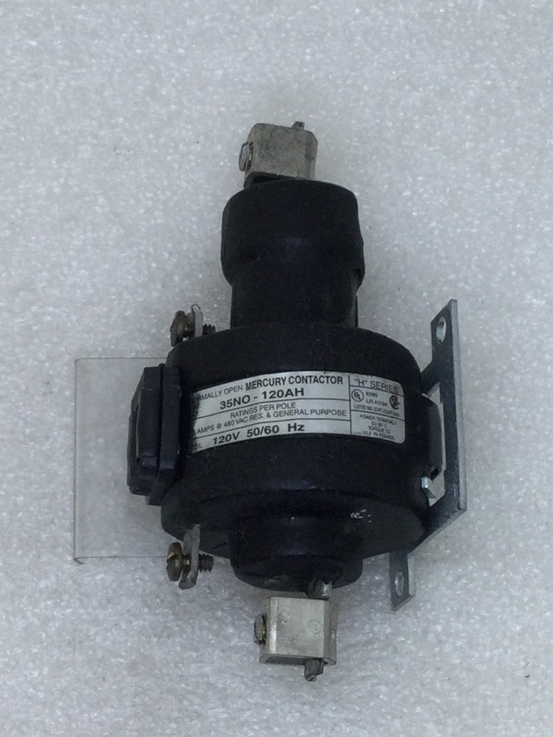 MDI 35NO-120AH Normally Open Mercury Contactor Single Pole 35 Amp @ 480 VAC with 120 VAC Coil