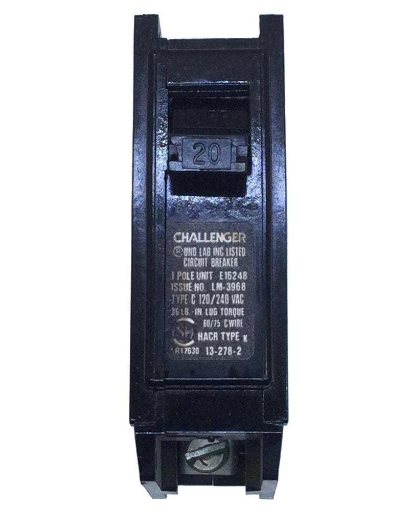 Challenger C120 20 Amp 1 Pole 120/240V Circuit Breaker - Sticker Face