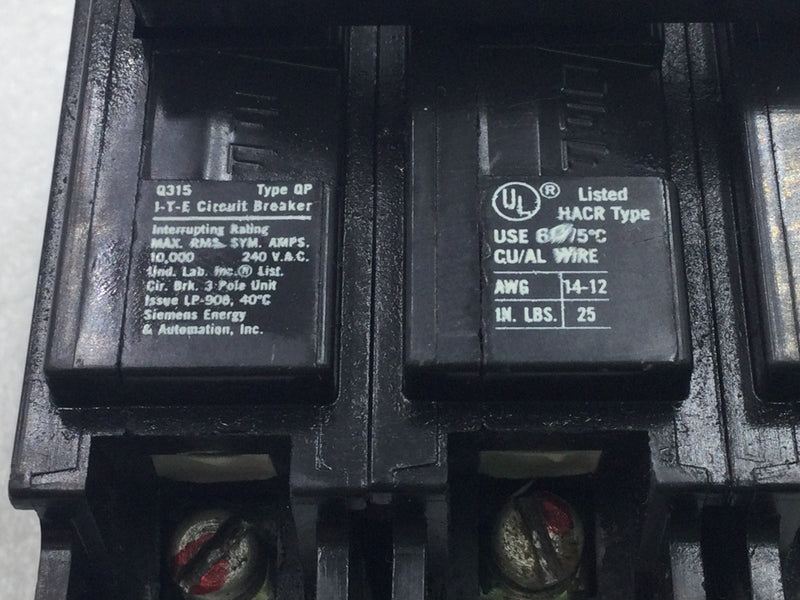 ITE/Siemens Q315 15 Amp 3 Pole 120/240V QP Circuit Breaker