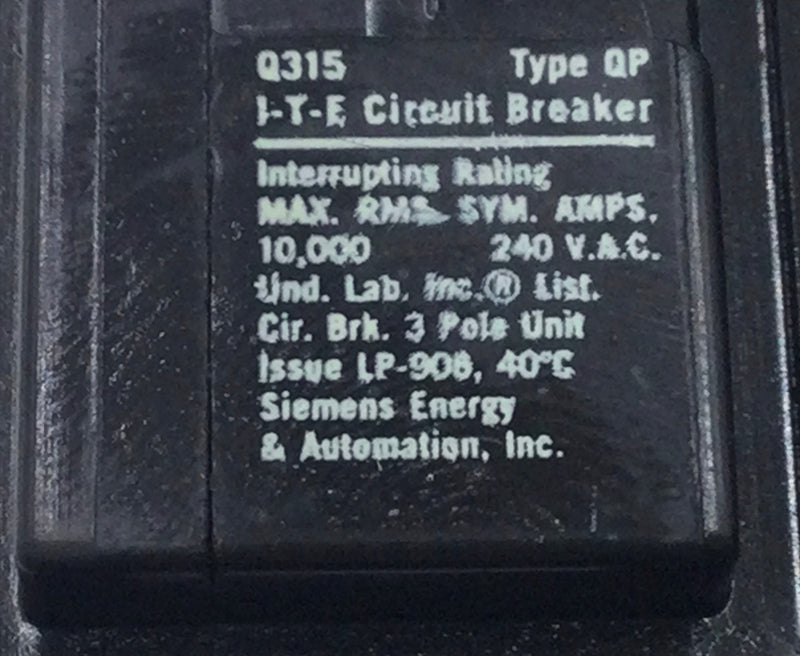 ITE/Siemens Q315 15 Amp 3 Pole 120/240V QP Circuit Breaker
