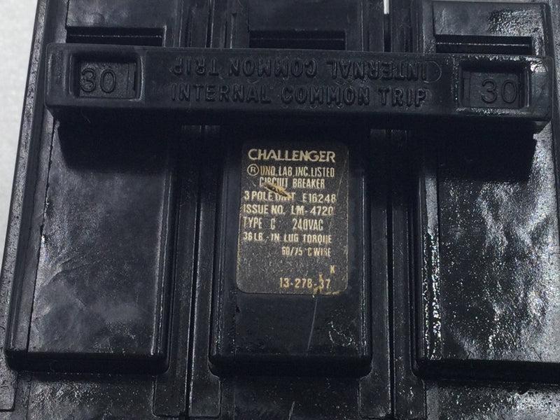 Challenger C330 30 Amp 3 Pole 240V Type C Circuit Breaker