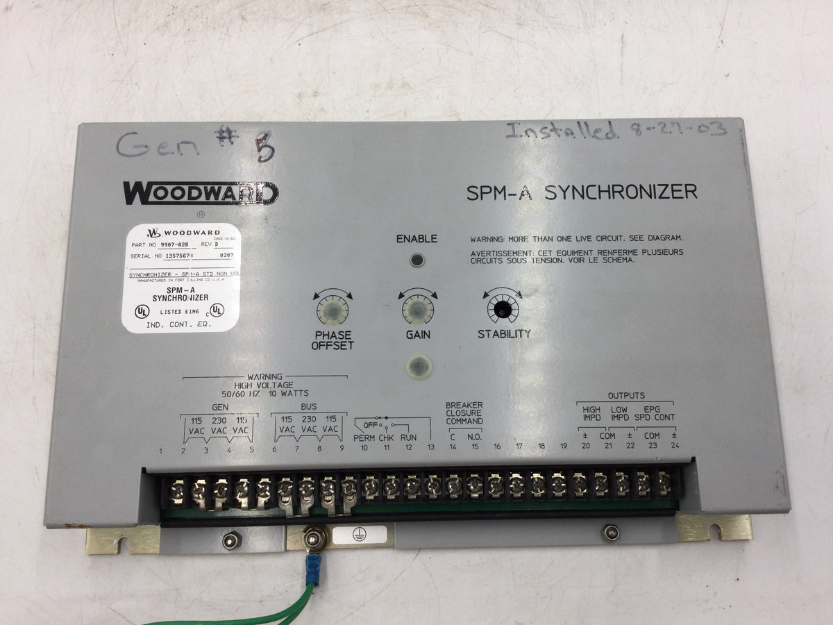 Woodward 9907-028 Rev.D SPM-A Synchronizer Serial No. 12238381 High V5