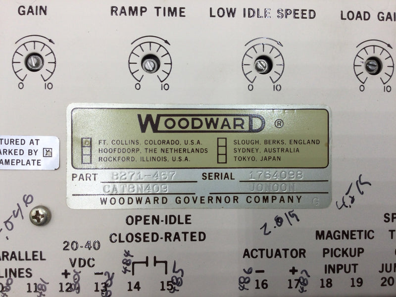 Woodward 8271-467 2301 Load Sharing & Speed Control 90-240VAC 20-40VDC Supply