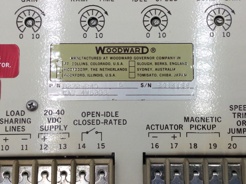 Woodward 8272-240 2301 Load Sharing & Speed Control 90-240VAC 20-40VDC Supply