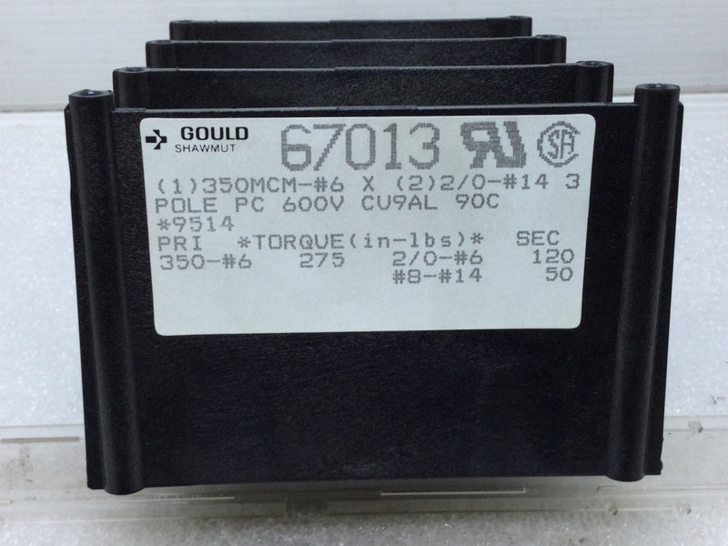 Gould Shawmut 67013 PBD 3-Pole Power Distribution Block 600V