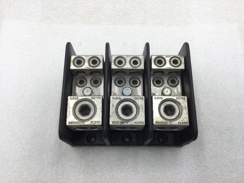Ilsco PDB-14-500-3 3 Pole Distribution Block 1 Port Line Side, 4 Ports Load Side